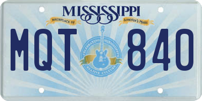MS license plate MQT840