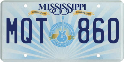 MS license plate MQT860