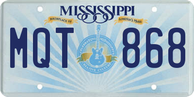 MS license plate MQT868