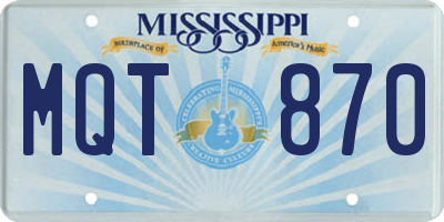 MS license plate MQT870