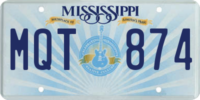 MS license plate MQT874