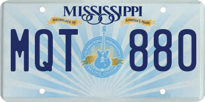 MS license plate MQT880