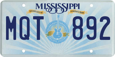 MS license plate MQT892