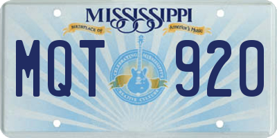 MS license plate MQT920