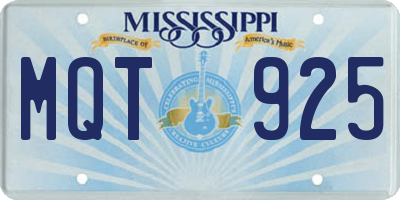 MS license plate MQT925