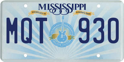 MS license plate MQT930
