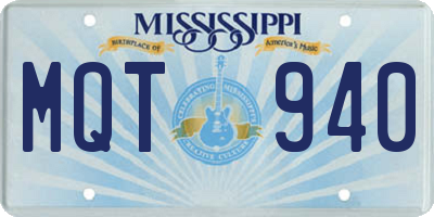 MS license plate MQT940