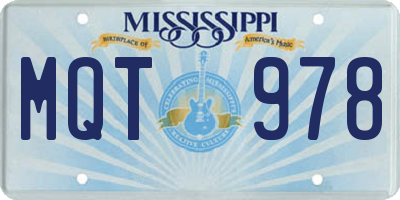 MS license plate MQT978