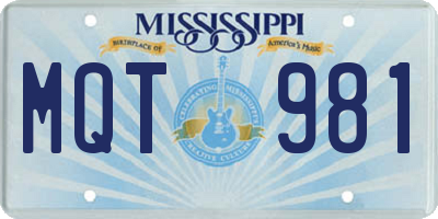MS license plate MQT981