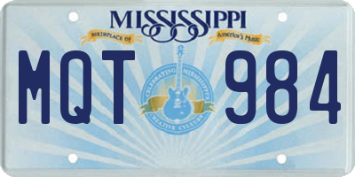 MS license plate MQT984