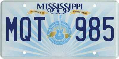 MS license plate MQT985