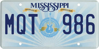 MS license plate MQT986