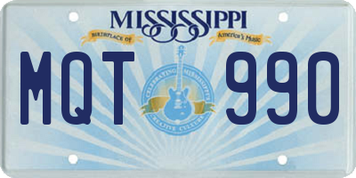 MS license plate MQT990