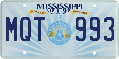 MS license plate MQT993