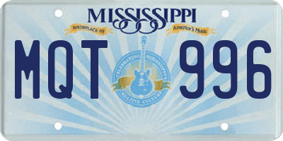 MS license plate MQT996
