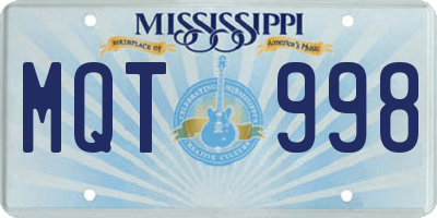 MS license plate MQT998