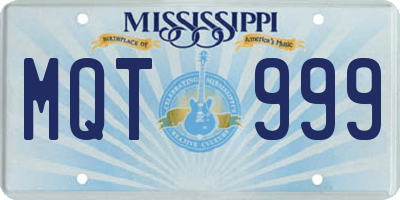 MS license plate MQT999