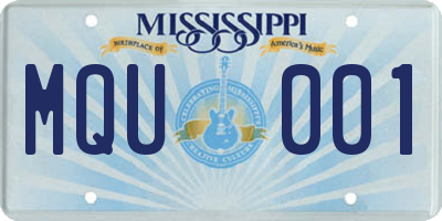 MS license plate MQU001