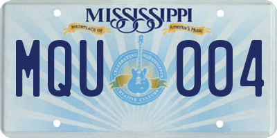 MS license plate MQU004