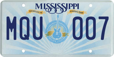 MS license plate MQU007