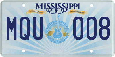 MS license plate MQU008