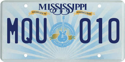 MS license plate MQU010