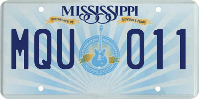 MS license plate MQU011