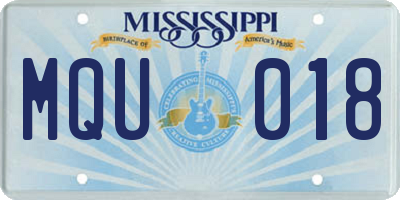 MS license plate MQU018