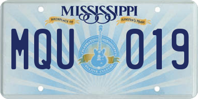 MS license plate MQU019