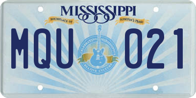 MS license plate MQU021