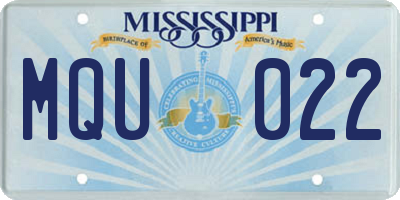 MS license plate MQU022