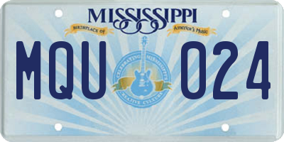 MS license plate MQU024