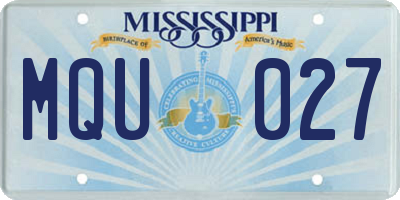 MS license plate MQU027