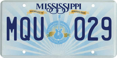 MS license plate MQU029