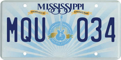 MS license plate MQU034