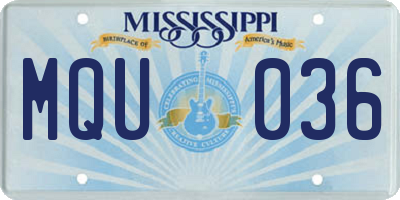 MS license plate MQU036