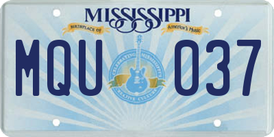 MS license plate MQU037
