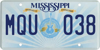 MS license plate MQU038