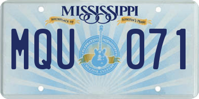 MS license plate MQU071