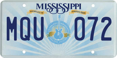 MS license plate MQU072
