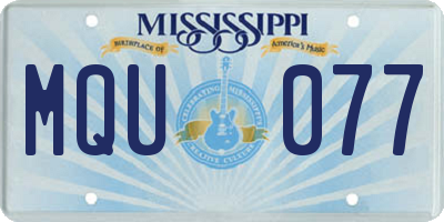 MS license plate MQU077