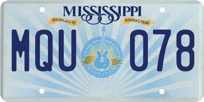 MS license plate MQU078