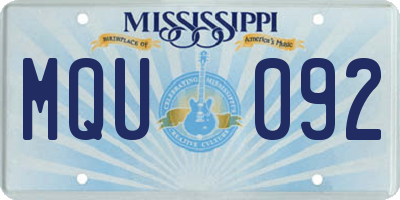 MS license plate MQU092