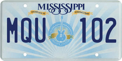 MS license plate MQU102