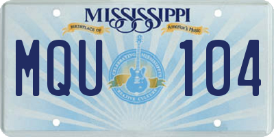 MS license plate MQU104