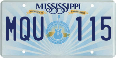 MS license plate MQU115