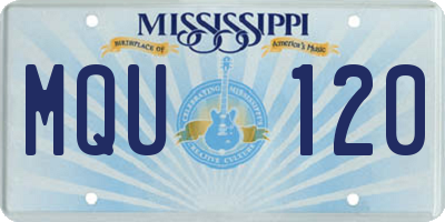 MS license plate MQU120