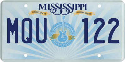 MS license plate MQU122