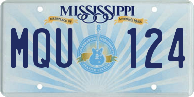 MS license plate MQU124