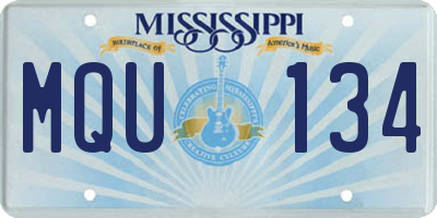 MS license plate MQU134